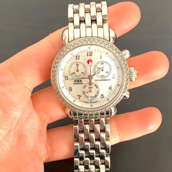 ❌SOLD❌ MICHELE CSX DIAMOND BEZEL CHRONOGRAPH WATCH - Picture 6 of 10